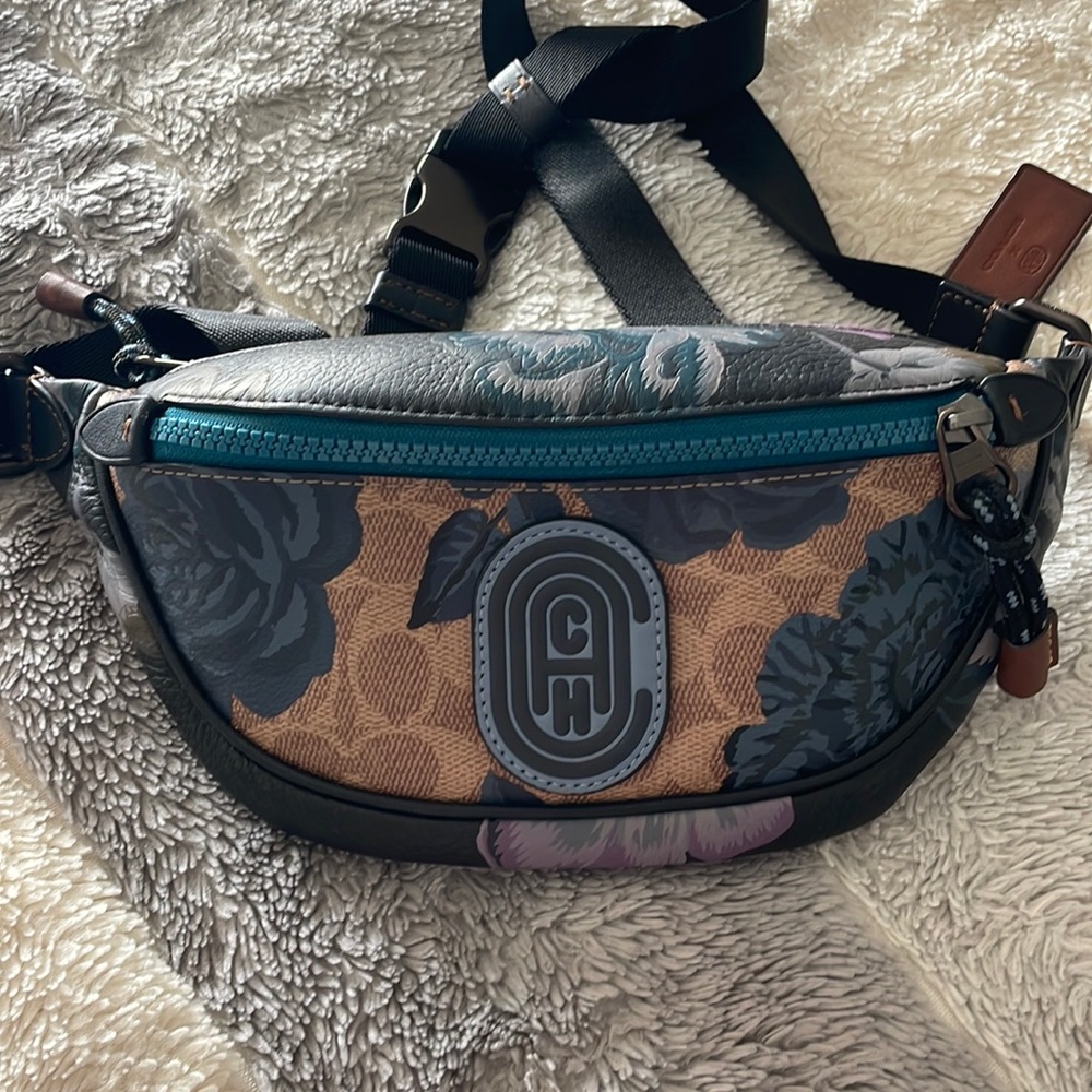 Coach Mini Rivington Belt Bag In Signature Canvas With Kaffe Fassett Print